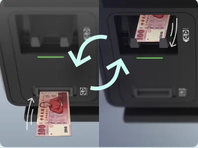 Kiosk 現金循環模組鈔票流向示意